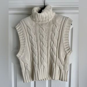 H&M Cream Turtle Neck Cable Knit Sweater Vest